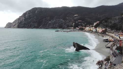 Scenic view of sea and mountains