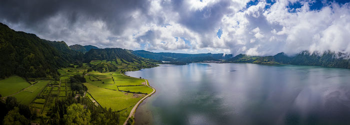 Panoramic view of lake against sky