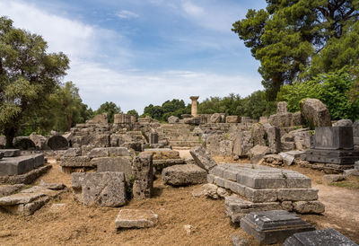 Old ruins of temple against sky