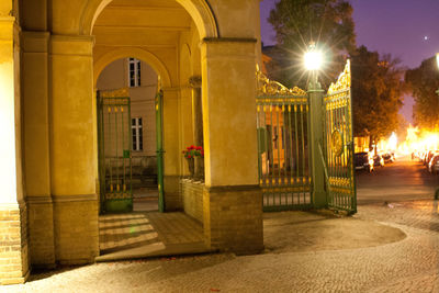 Illuminated buildings at night