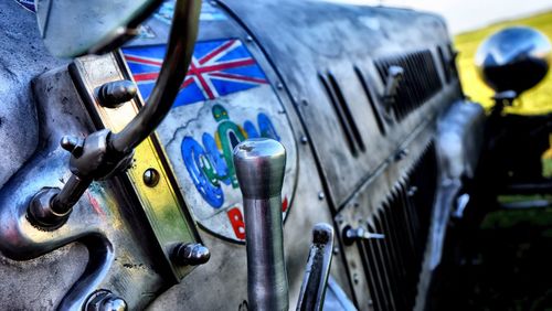 Close-up of vintage car dashboard