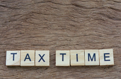 Close-up of text on wood