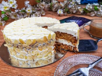 Close-up of dessert in plate on table