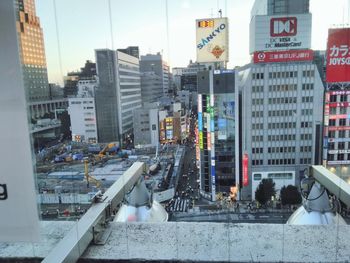 High angle view of street amidst buildings in city