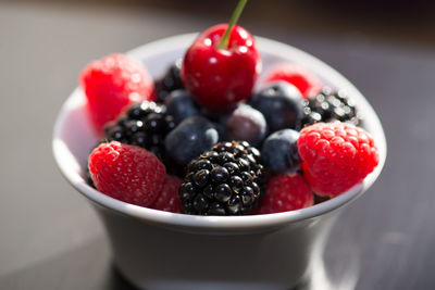 Close-up of strawberries in bowl