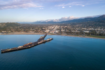 Santa barbara harbour and point castillo in background. pier in background.