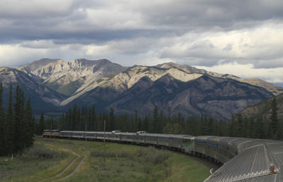 Train along countryside landscape