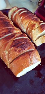 High angle view of bread on plate