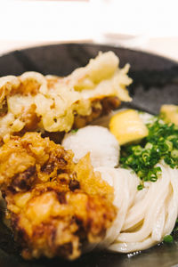 High angle view of meal served in plate