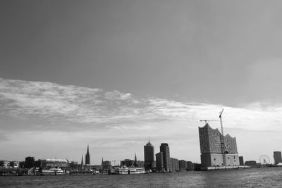 City skyline with river in background