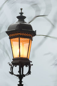 Low angle view of illuminated lantern