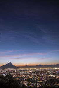 Aerial view of cityscape against sky during sunset