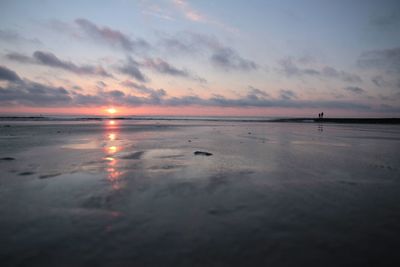 Scenic view of sea against sky at sunset