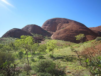 Scenic view of mountain against clear sky