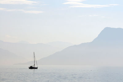 Boat sailing in sea