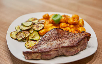 High angle view of meal served in plate