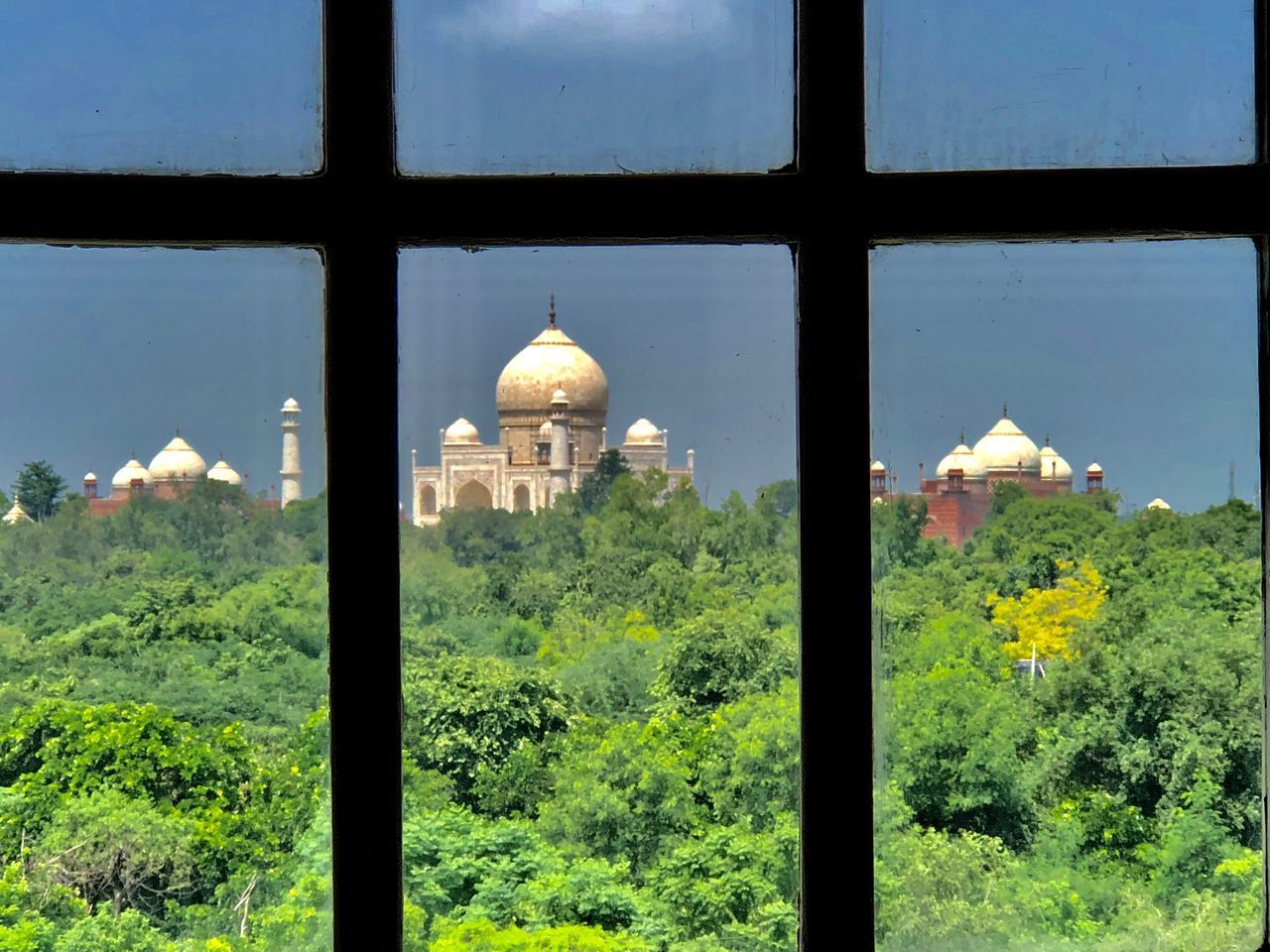 BUILDINGS SEEN THROUGH WINDOW