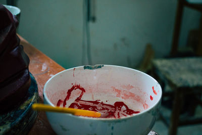 Close-up of bowl on table