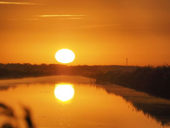 Scenic view of sunset over lake