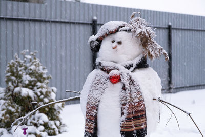 Close-up of snowman