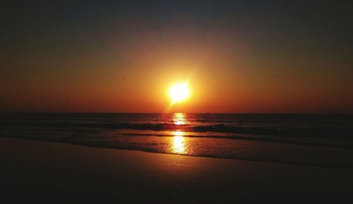 Scenic view of sea against sky at sunset