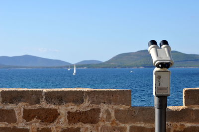 Close-up of sea against clear blue sky