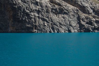 Scenic view of sea against blue sky