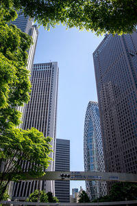 Low angle view of modern buildings against sky