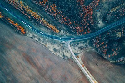 High angle view of cars on road