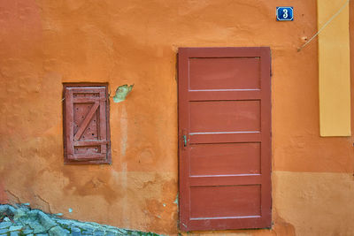 Closed door of old building