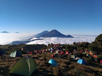 Sea of clouds above the top of prau mountain central java indonesia