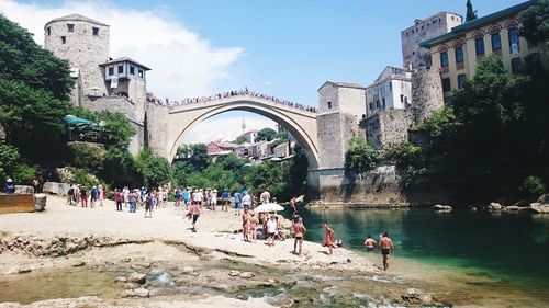 Tourists in water