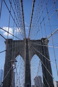 Low angle view of suspension bridge