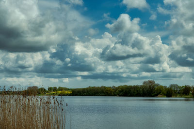 Scenic view of lake against sky