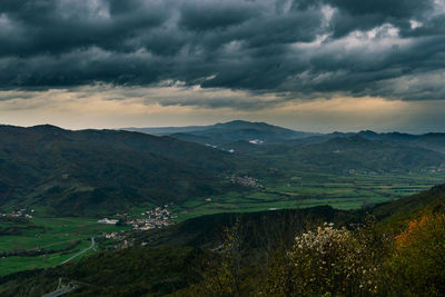 Scenic view of landscape against sky during sunset