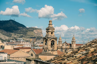 Low angle view of buildings in city