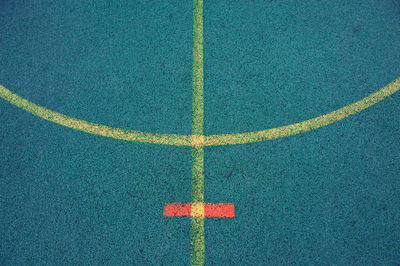 High angle view of markings on basketball turf