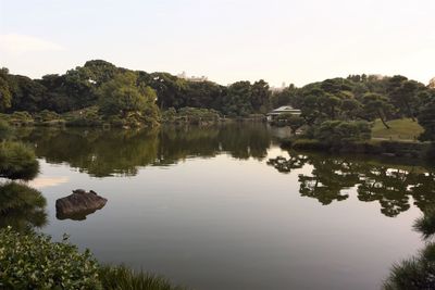 Scenic view of lake against sky