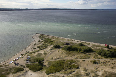 High angle view of beach against sky