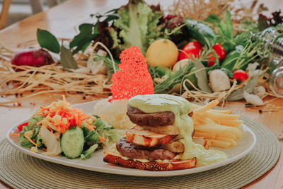 Close-up of fruit salad in plate