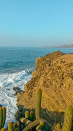 Scenic view of sea against clear sky