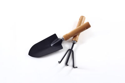 High angle view of wood against white background