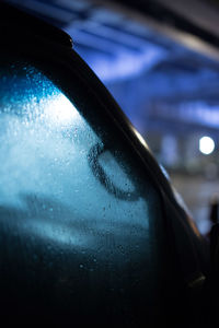 Close-up of wet car windshield