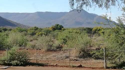 Scenic view of tree mountains against sky