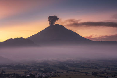 Popocatepetl volcano at sunrise