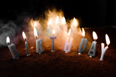 Close-up of burning candles