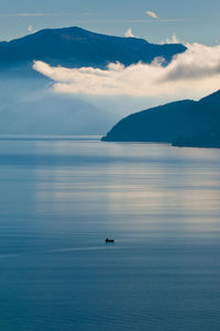 Scenic view of sea mountains