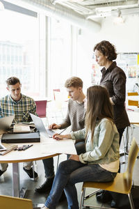 Professor training students in university classroom