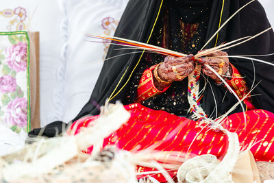 Rear view of woman wearing wedding dress
