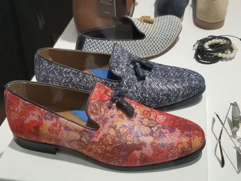 High angle view of shoes on table